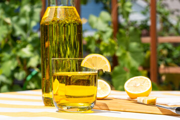 Yellow-themed summer cocktail with lemons