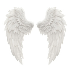 Obraz premium Realistic Illustration 3D White Angel Wings on Transparent Background