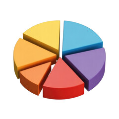 Obraz premium Colorful 3d pie chart with six segments on a black background representing data visualization