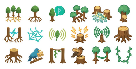 Fototapeta premium Nature and environment icons set – filled, 3d, eco and sustainability symbols