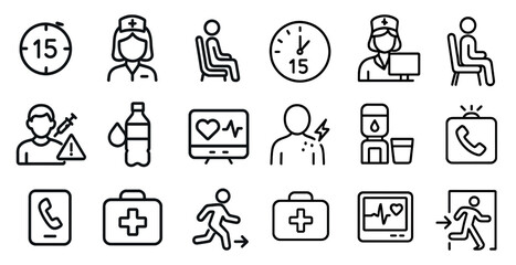 Fototapeta premium Healthcare and medical outline icons set – linear, silhouette, health symbols