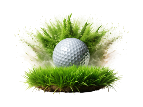 golf ball with green grass explosion png image on transparent background