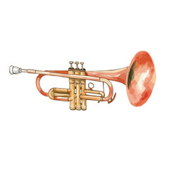 Obraz premium watercolor illustration of Trumpet clipart isolated
