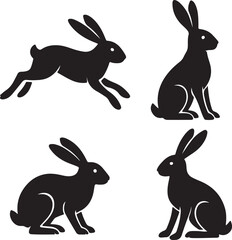 vector set of rabbits silhouettes