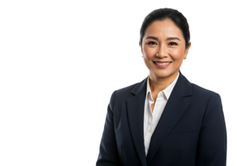 Photo of Smiling Asian Businesswoman on Black Background