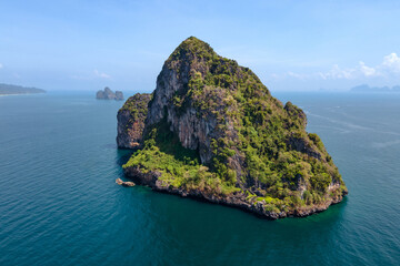 Aerial view of Koh Waen or Waen Island, a small island in Andaman sea famous for scuba diving with...