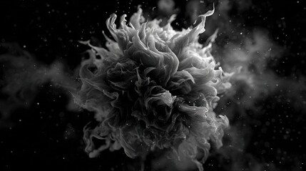 Abstract Black And White Sphere With Smoke Design