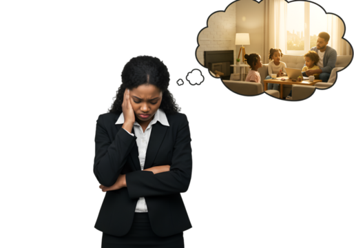 Photo of Thoughtful Woman in Black Suit Missing Home