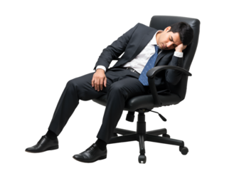 Photo of Tired Businessman Sleeping in Office Chair