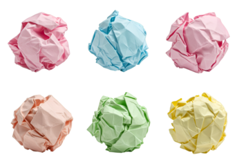 Set of Colorful Crumpled Paper Ball Isolated Photo