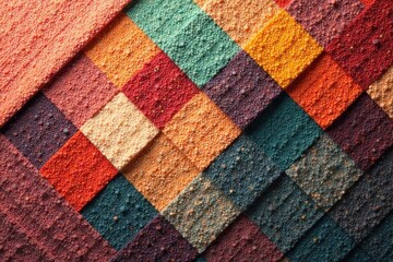 Geometric tapestry wallpaper, muted earth tones, minimal, woven