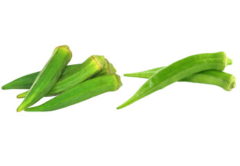 fresh green okra isolate on white background