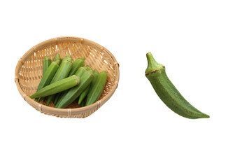 fresh okra in a basket