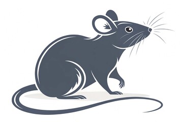 Fototapeta premium Minimalist flat vector rat illustration simple stylized design bold gray color clean aesthetic animal vector animal vector on white background