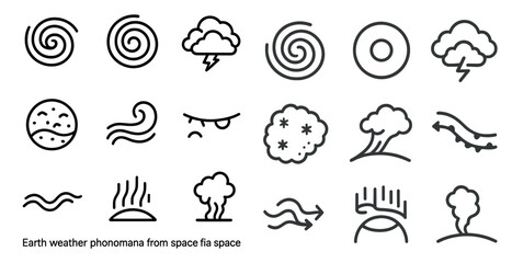 Fototapeta premium Weather phenomena icons set – line, outline, nature and climate symbols