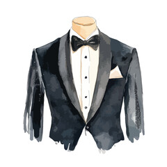 watercolor illustration of Tuxedo clipart isolated