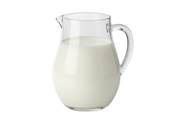 Photorealistic Isolated Glass Pitcher of Milk on Transparent Background