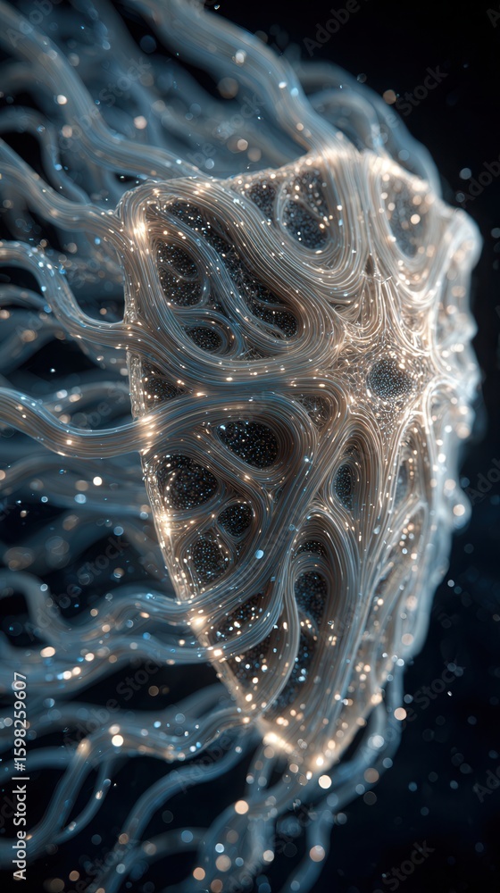 Poster ethereal abstract waves with illuminated textures in motion