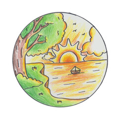 handmade illustration of beautiful natural scenery