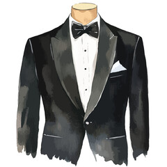 watercolor illustration of Tuxedo clipart isolated