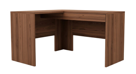 Wooden corner desk design for home office with modern style transparent background, cutout PNG