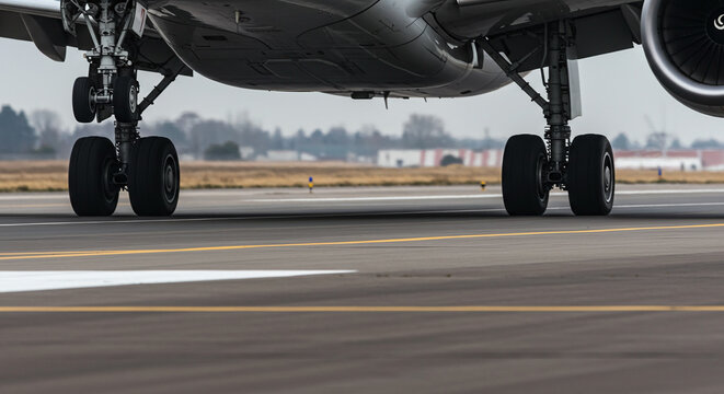 Airplane Landing Gear Airport Runway Detail Aviation Travel - Powered by Adobe