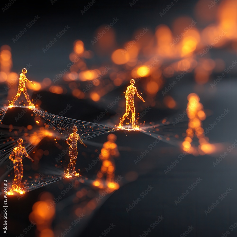 Poster abstract representation of digital connection and human interaction concept