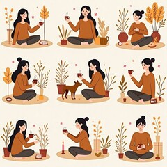 set of yoga poses