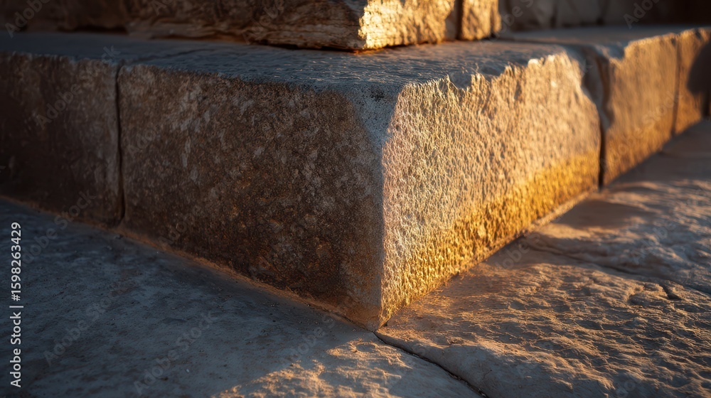 Poster close-up view of the base of pyramids showing perfect alignment