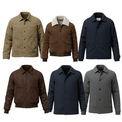 Set of Six Jackets on Transparent Background