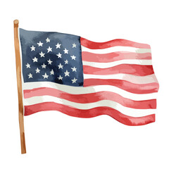 watercolor illustration of United States Flag clipart isolated