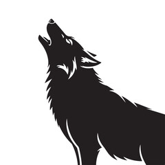 Obraz premium Black Silhouette of a Howling Wolf on a White Background