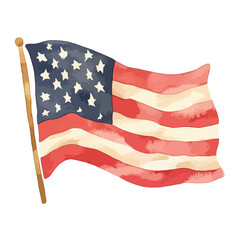 watercolor illustration of United States Flag clipart isolated