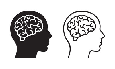 Head with brain symbol icon set. Vector illustration eps file.