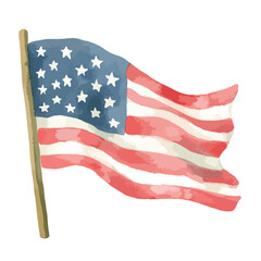 watercolor illustration of United States Flag clipart isolated