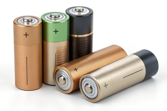 aa batteries on white background