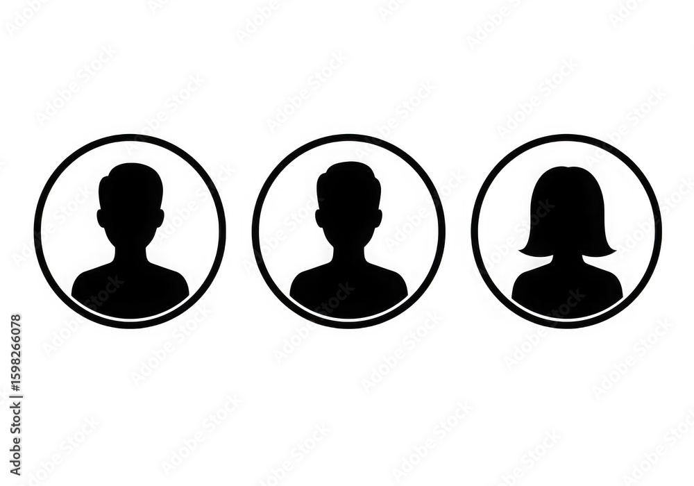 Poster three different user profile icons are displayed in a row each representing a