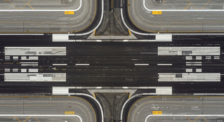 Airport Runway Aerial View Transportation Infrastructure Aviation Modern Geometric Pattern © wiplens