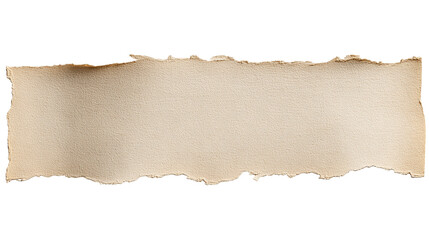 Torn aged paper strip isolated on transparent background