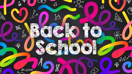 Back to school banner with Colorful Swirl Ribbons Gradient Lines in Motion