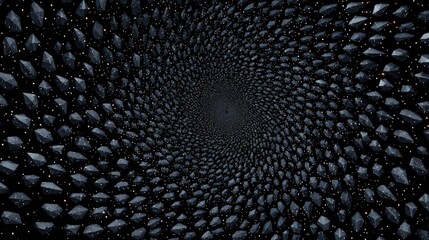 Abstract Spiral Pattern With Stars In Dark Space