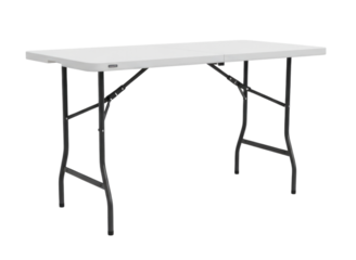 Foldable plastic table with legs suitable for events and gatherings, transparent background, cutout PNG