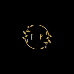 IP feminine and elegant wedding monogram initial logo with circle floral gold
