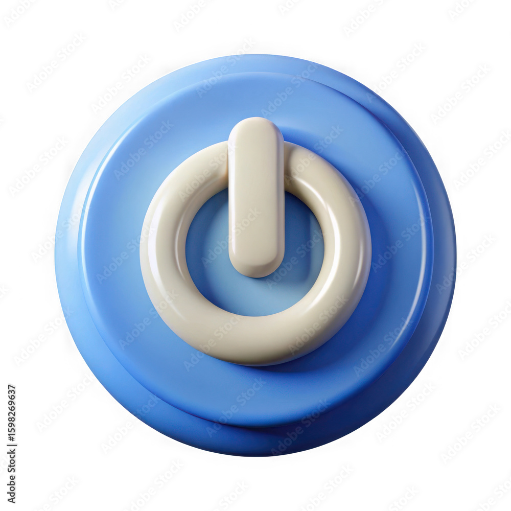 Fototapete 3d rendered power button isolated on transparent background