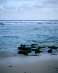 blue water and a stone