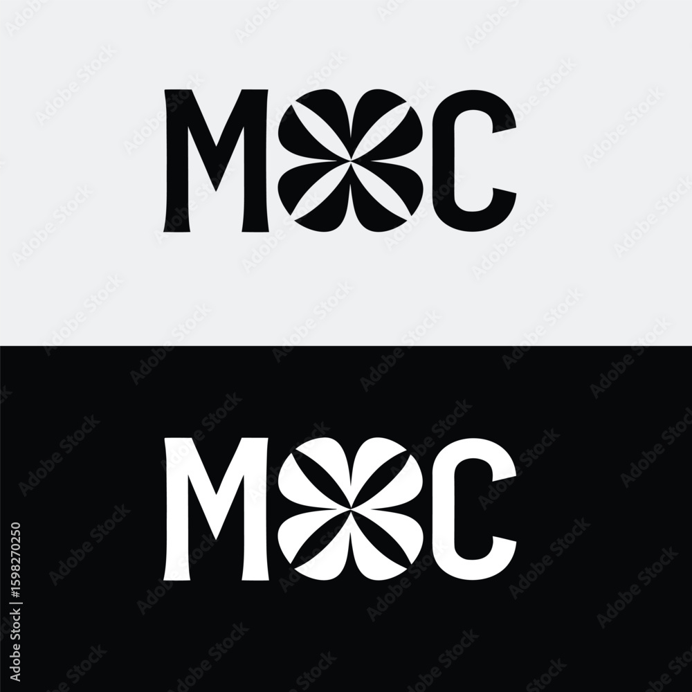 Poster a modern and minimalist logo design features the letters m and c intertwined with a floral element, 