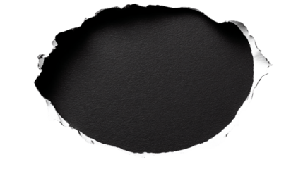 Black hole torn paper isolated on transparent background