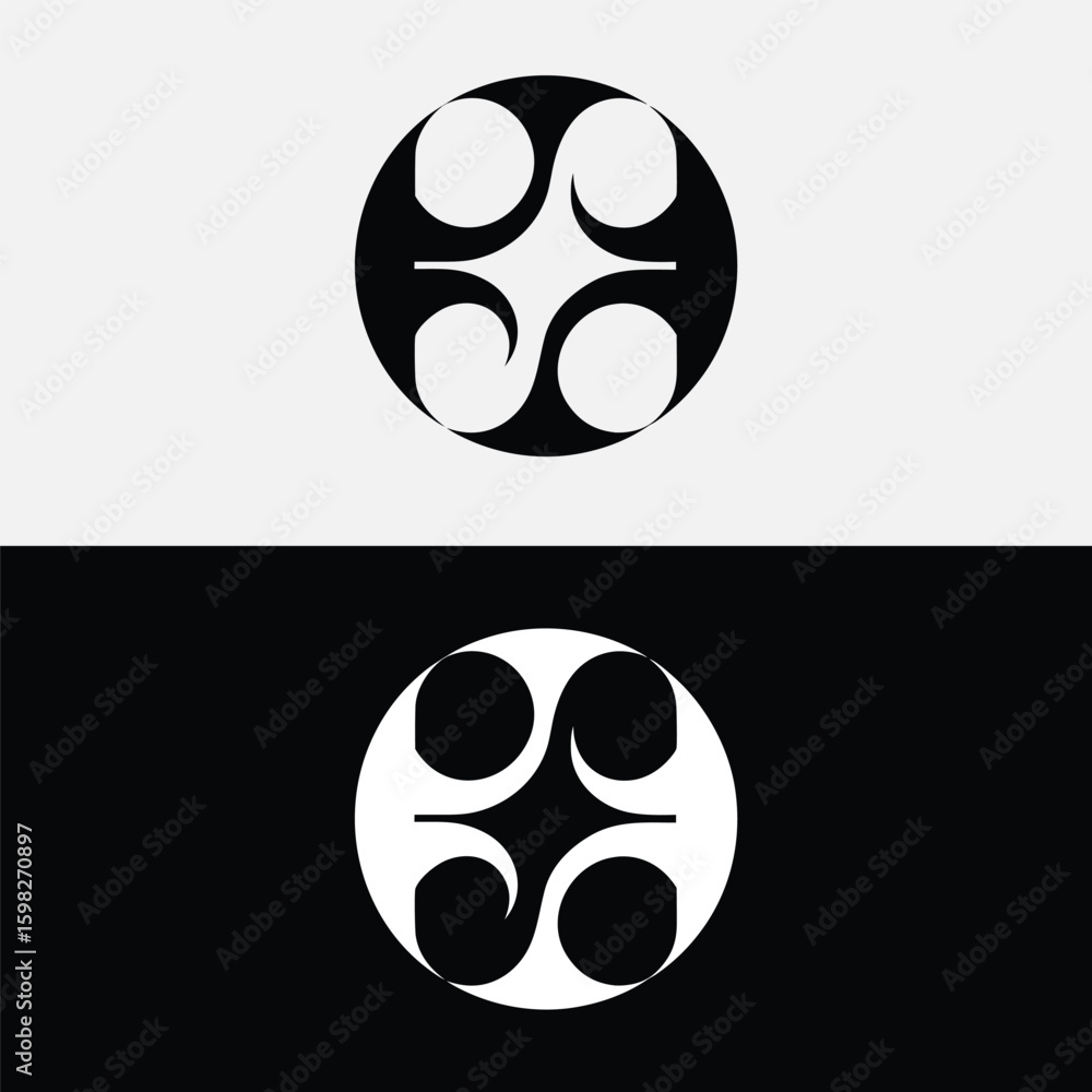 Poster a geometric circle design features an abstract pattern, creating a modern and artistic logo or icon