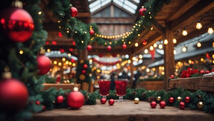 Christmas celebration with decorated trees, ornaments, and lights in a cozy indoor setting.
