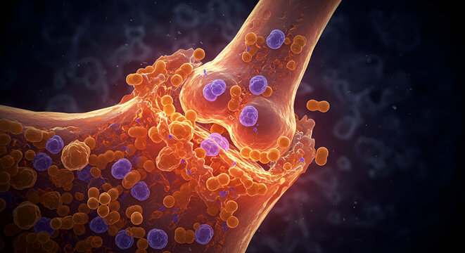 Cellular view of septic arthritis from bacterial infection